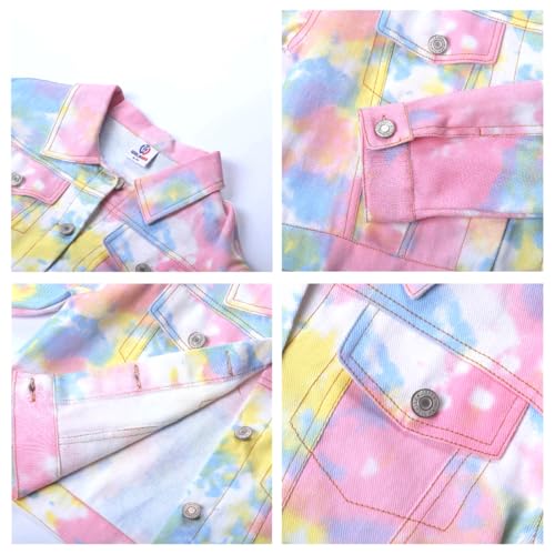 Image of WELAKEN Print Denim Jacket for Girls & Kids II Little Girl's Button Down Crop Jean Jacket Coat