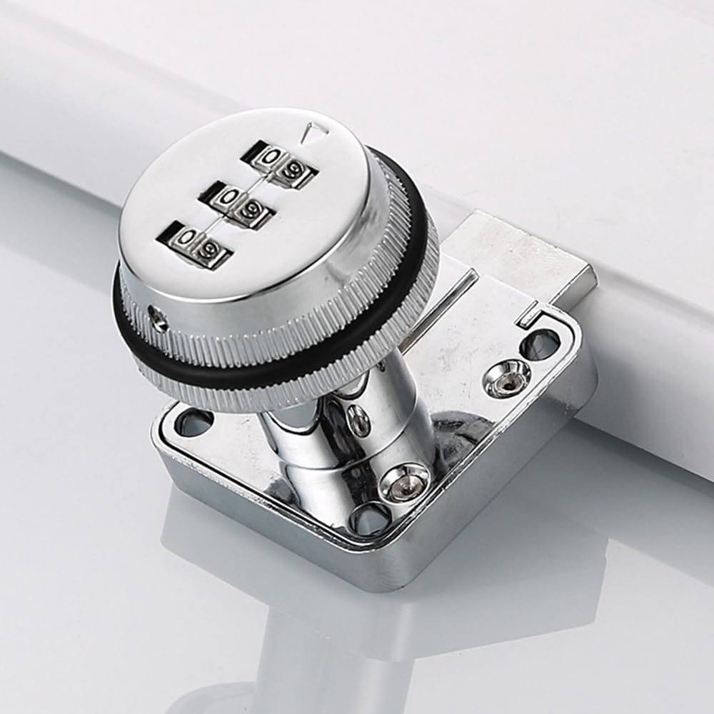 Password Locker Anti-Theft 3 Digital Code Drawer Combination Lock Zinc Alloy Wardrobe Code Lock(Black)