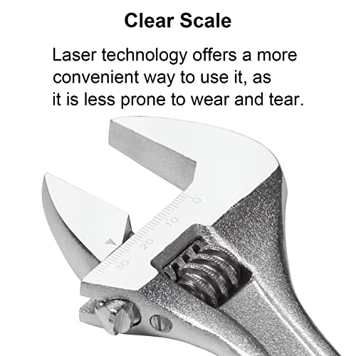 Jetech 8-Inch Adjustable Wrench - Professional Heavy Duty Chrome Vanadium Steel Shifter Spanner with Inch/Metric Scale Wide Caliber Opening - Image 4