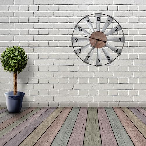 Everything Help Enterprises Large Windmill Wall Clock - Big Rustic Decorative Oversized Clock For Farmhouse, Home Decor, Living Room, Bedroom Decor, Non Ticking, Battery Operated #TOP4