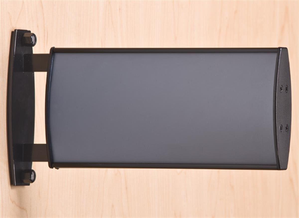 Set of 2-3.75 x 8 Office Door Sign for Wall Mount Use, Front-Loading Curved Frame, Aluminum (Black)