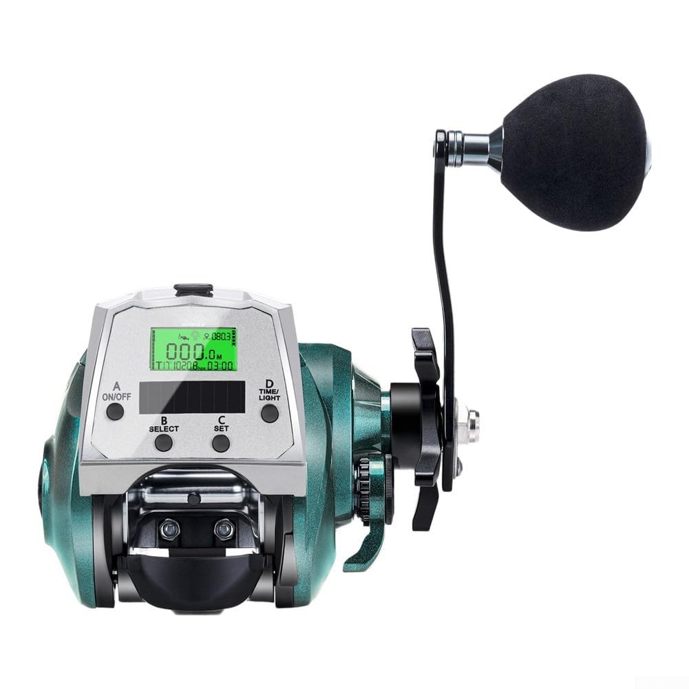 Cyfrowy kołowrotek wędkarski KX1200 panel ładowania słonecznego | opór 16 kg, korpus ze stopu aluminium, gotowy do głębokiego morza, przekładnie nierdzewne, wytrzymałe użytkowanie