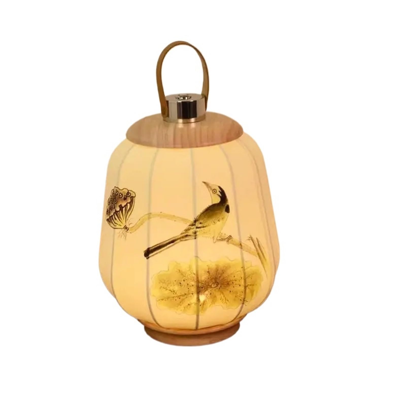 Ncaevgxrwjt A Ncient Chinese Zen Portable Lamp, Hand-Painted Fabric Decor Light For Te Room Home Ornament(A)