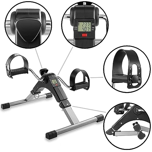Image of Mini Pedal Exerciser Cycle for Home Workout with Digital Display | Under Desk Exercise Cycle for Legs & Arms | Adjustable Resistance Portable Fitness Machine Compact & Portable Design (Black)