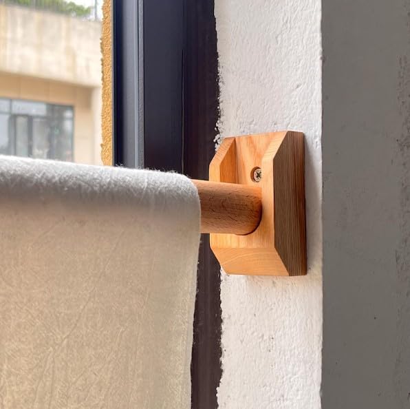 Wooden Curtain Rod Bracket | Solid Pinewood Curtain Support | Wall Mounted Curtain Rod Holder | Curtain Accessories for Home Décor (2 Size Variations) (30 mm)-image-28