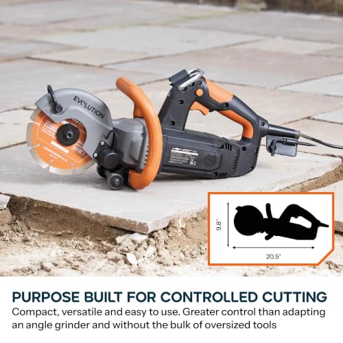 Image of Evolution R6DCT 6-Inch Electric Concrete Saw | Dual-sided water suppression | 1600W motor | 2-inch cut depth | Endurance diamond blade | Porcelain-ready with specialized blade | Active load indicator