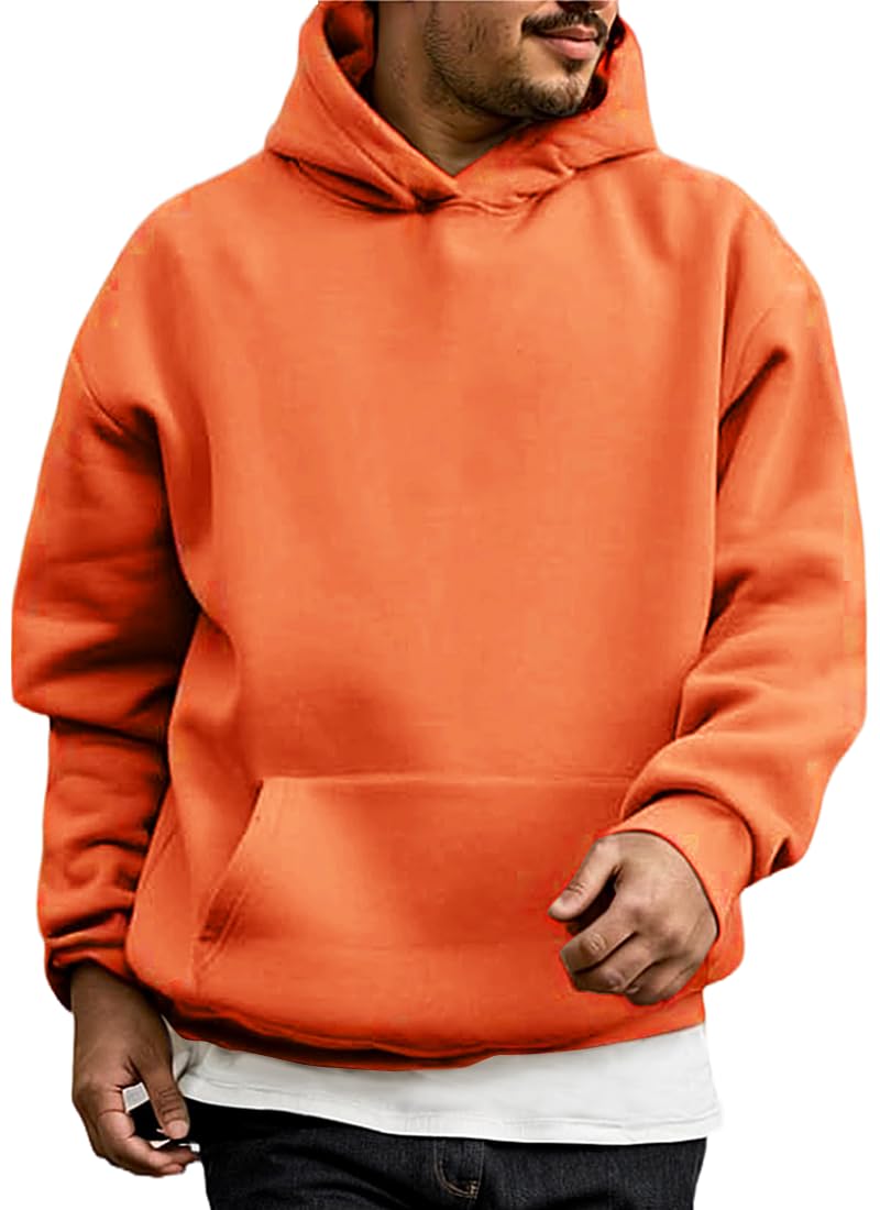 WINKEEY Sweatshirt voor heren, lange mouwen, capuchon, voor herfst en winter, casual, effen, met zakken,Kachi S