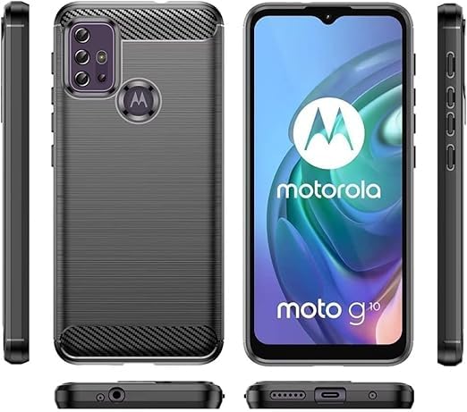 Image of Hybrid Carbon Fiber Back Case for Moto G10 /G20 /G30 /G10 Power (Black)