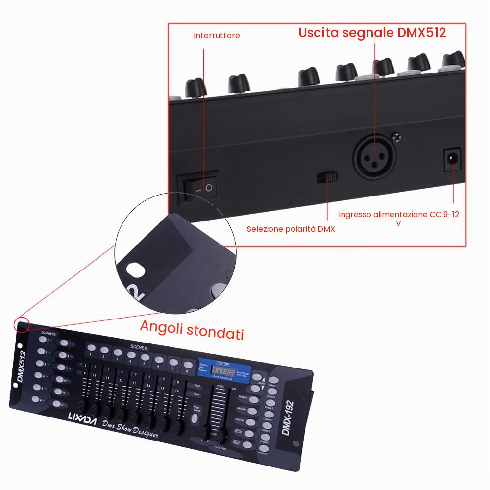 Lixada 192 Canali DMX512 Console Controllo Luce della Fase Discoteca DJ …