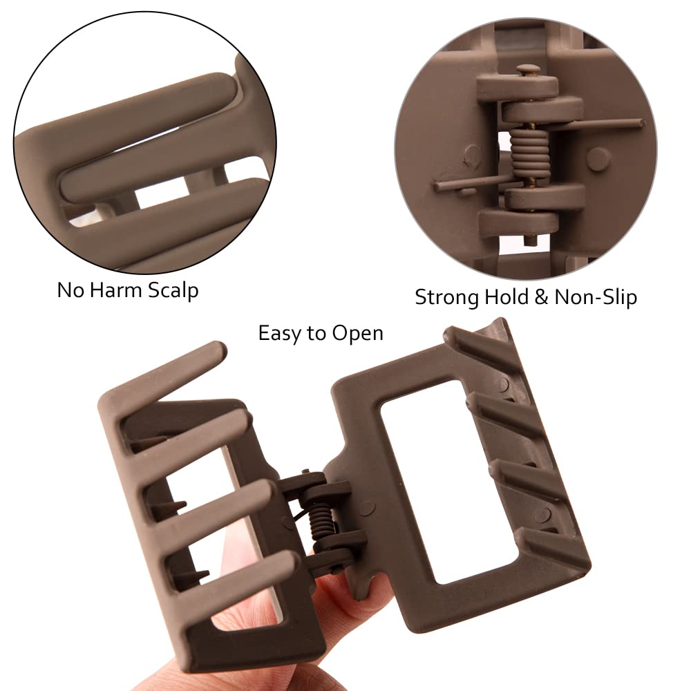 Bolonar 4Pcs Small Hair Clips 2" Square Matte Claw Clips For Thin And Thick Hair - Neutral Color Accessories For Women, Multi 4