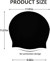 Vista 2 de Paquete de 2 gorros de natación extra grandes para mujeres y hombres adultos jóvenes, gorro de natación de silicona impermeable para cabello muy