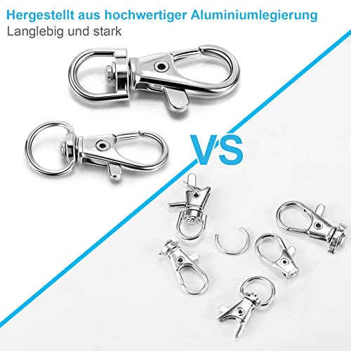 12 Stück drehbare Karabinerverschlüsse, Schlüsselanhänger Drehverschlüsse, Karabinerhaken Karabinerverschluss Schlüsselketten Clip, karabinerhaken mit Schlüsselringringe