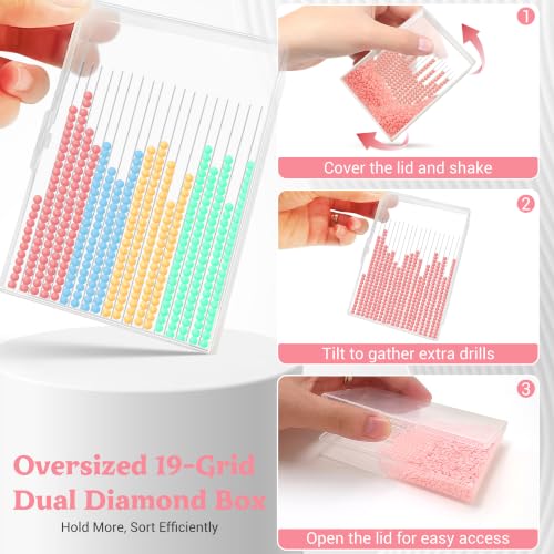 Image of twivah 27 Pcs Diamond Art Storage with Bag, 2-in-1 Diamond Art Trays Container with Lids, Diamond Painting Accessories with Color Stick, Diamond Art Kits for Adults & Kids Christmas, Birthday (Brown)