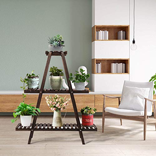 Augosta 3 Tier Wood Plant Stand, Large Multi Tiered Plant Shelf for Multiple Plants, Indoor Flower Pots Stand, Outdoor Plant Shelves Rack Holder - Thumbnail 7