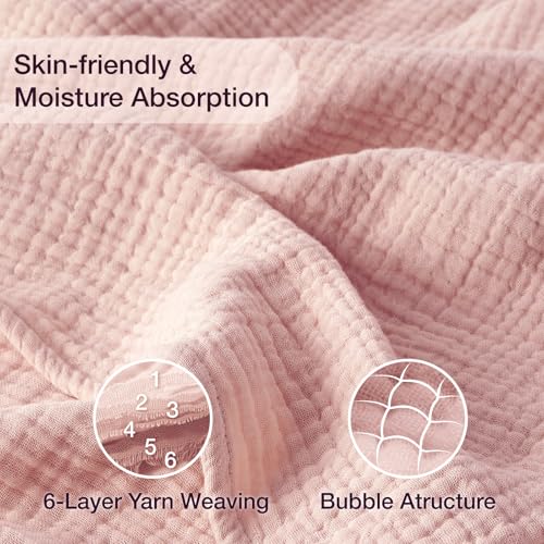 Image of 100% Cotton Muslin Blanket Queen 90 inch x 90 inch, 6 Layers Breathable and Lightweight Cotton Throw Blankets for Bed, Soft Cooling Summer Gauze Blanket for Adults All Season, Orange