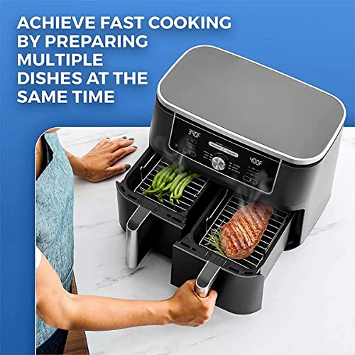 2PCS Air Fryer Double Layer Grilling Rack with 4 Skewers, Multi-purpose Dual Air Fryer Accessories, Stainless Steel for Barbecue, Roasting Oven (A) - Image 7