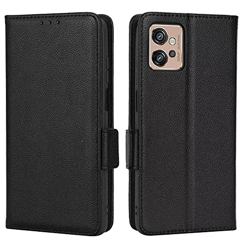 Custodia pelle per Motorola Moto g32 6.5 Inches Cover per Telefono Serie Modello Litchi Semplice - Nero