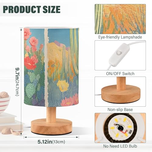 Lámpara de mesa pequeña con flores de cactus miniatura 3