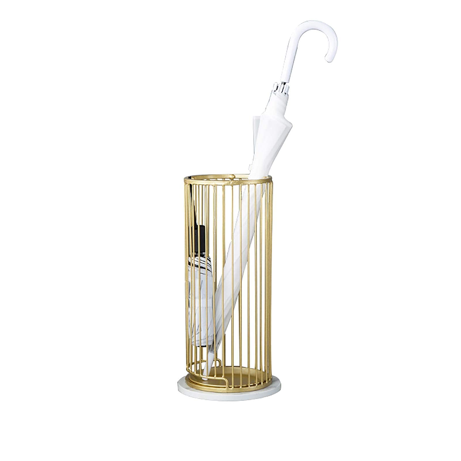 Porte-parapluie rond en fer forgé doré au design géométrique