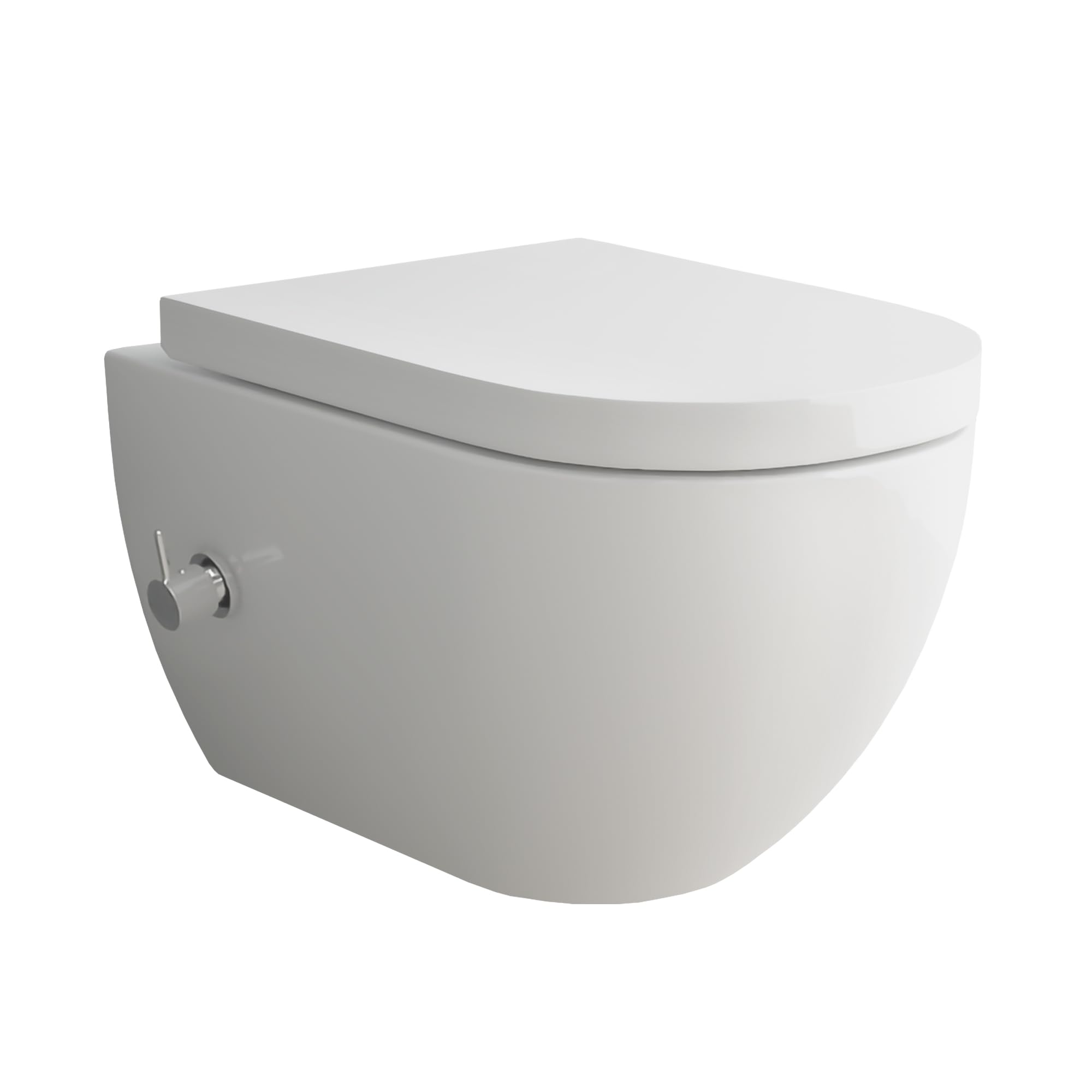 Alpenberger WC Spülrandlos | Toilette mit Bidet Funktion | Dusch WC Set | Hänge WC mit Schallschutz & Armatur | Toilettendeckel mit Absenkautomatik | Passend Geberit