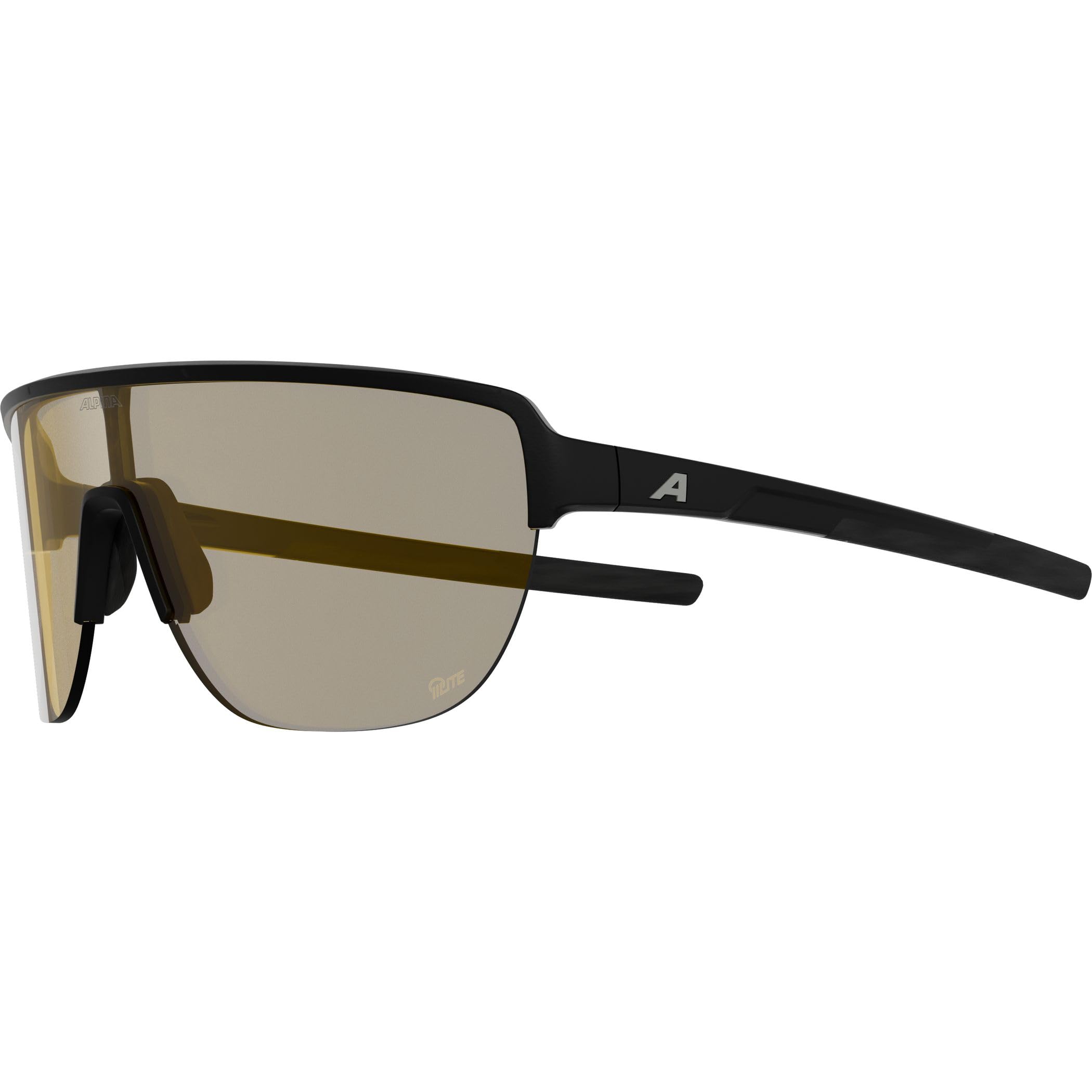 ALPINA RAM II Q-LITE – sportowe okulary dla kobiet i mężczyzn, z soczewkami o wzmocnionym kontraście, lekkie i niezniszczalne, do jazdy na rowerze - black matt (yellow) - M