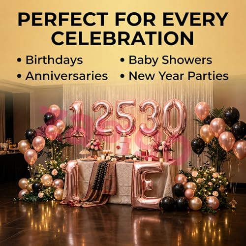 Image of Balloonistics Rose Gold 40-Inch Foil Number 6 Balloon - Fill with Helium or Air for 6th Birthday, Anniversary Party Decoration, Photo Booth Backdrop, Cake Table Decor