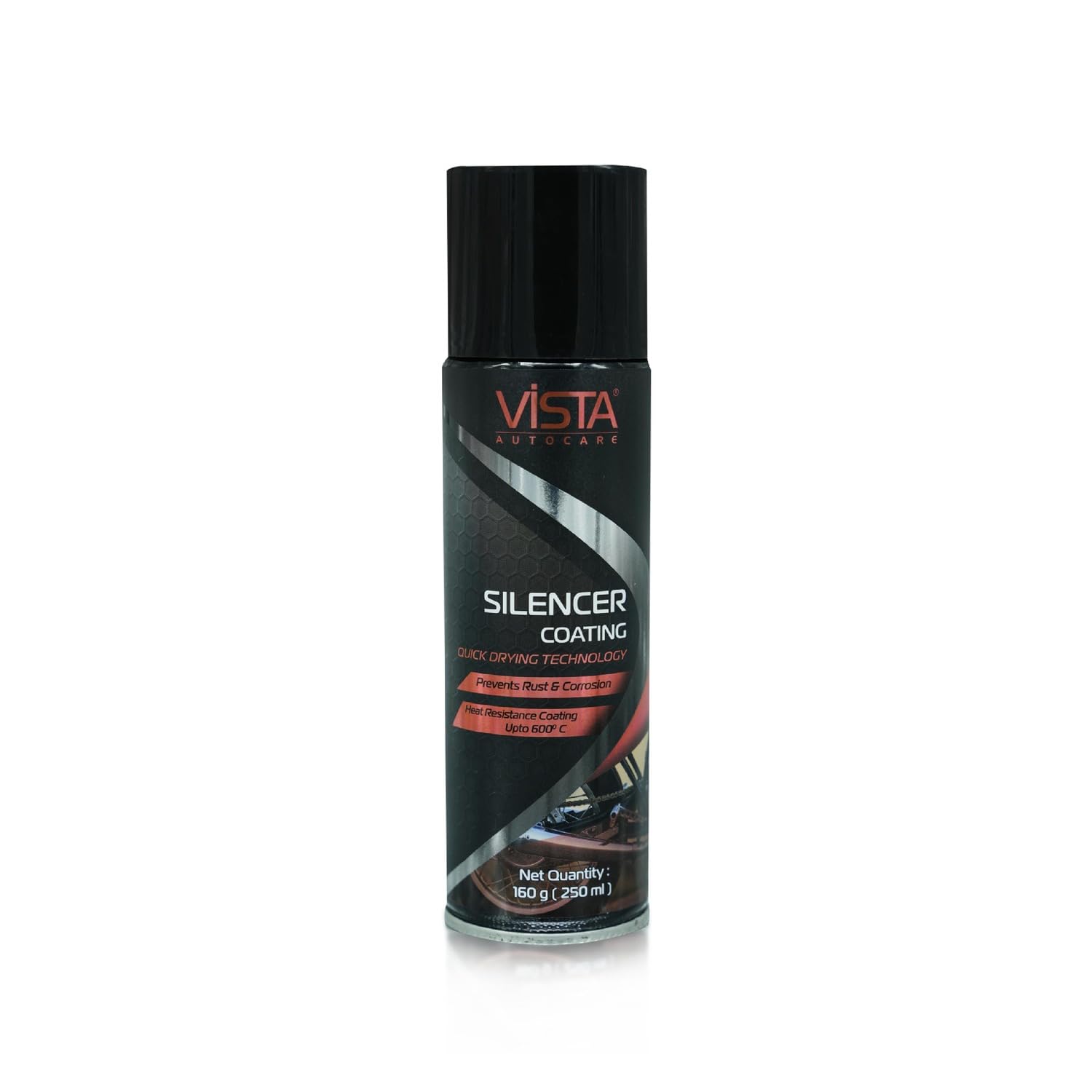 VIsta Auto Care | Silencer Coating Spray, 250 ml | Heat-Resistant, Anti-Corrosion, Quick-Drying, Long-Lasting Protection | Black
