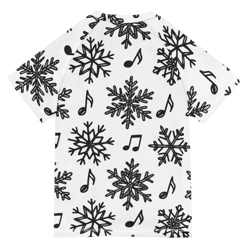 White and Black Musical Note Snowflake Short Sleeve Kids Bathing Suit Girls Swimsuit Rashguard Girl Swim Rashguard for 3-12 Years trajes de bano para ninas2