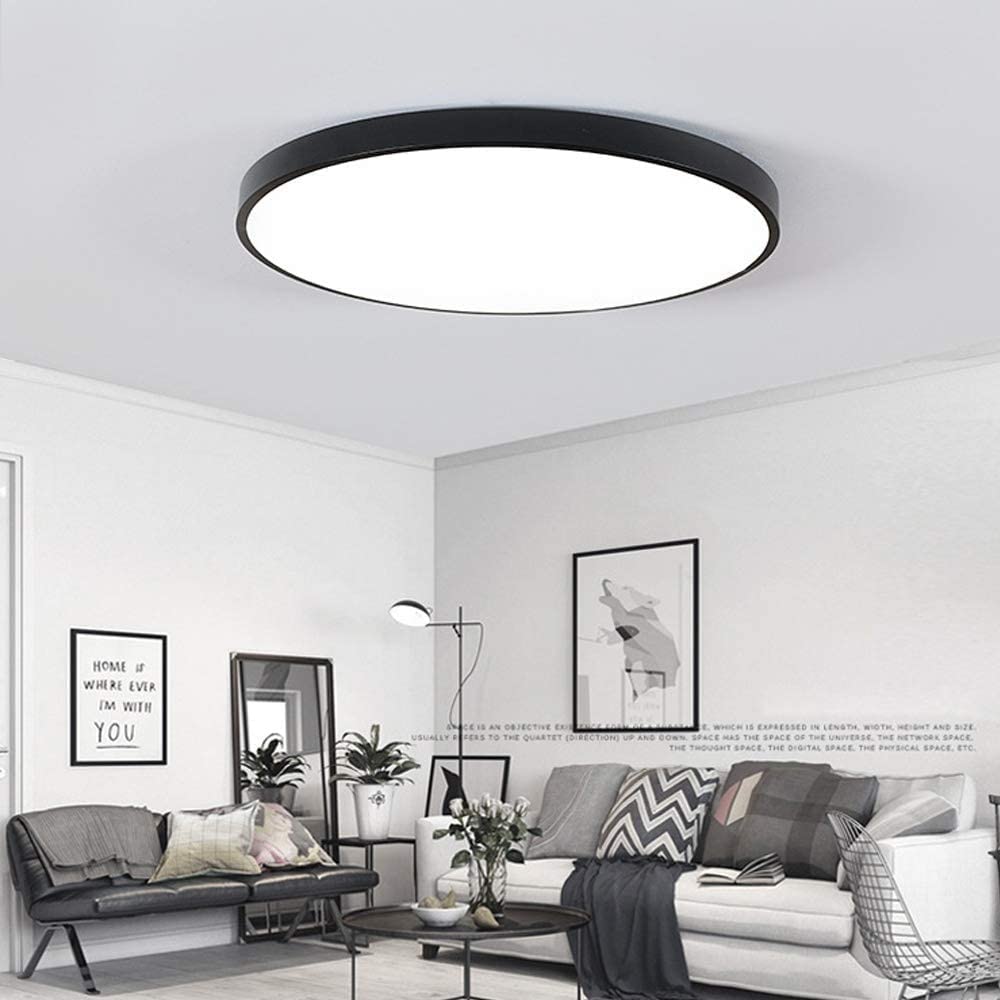 Lampa sufitowa do sypialni, bardzo cienka lampa sufitowa LED, możliwość ściemniania, okrągła, Ø80 cm, 72 W, czarna dioda LED, pilot, sypialnia, kuchnia, jadalnia