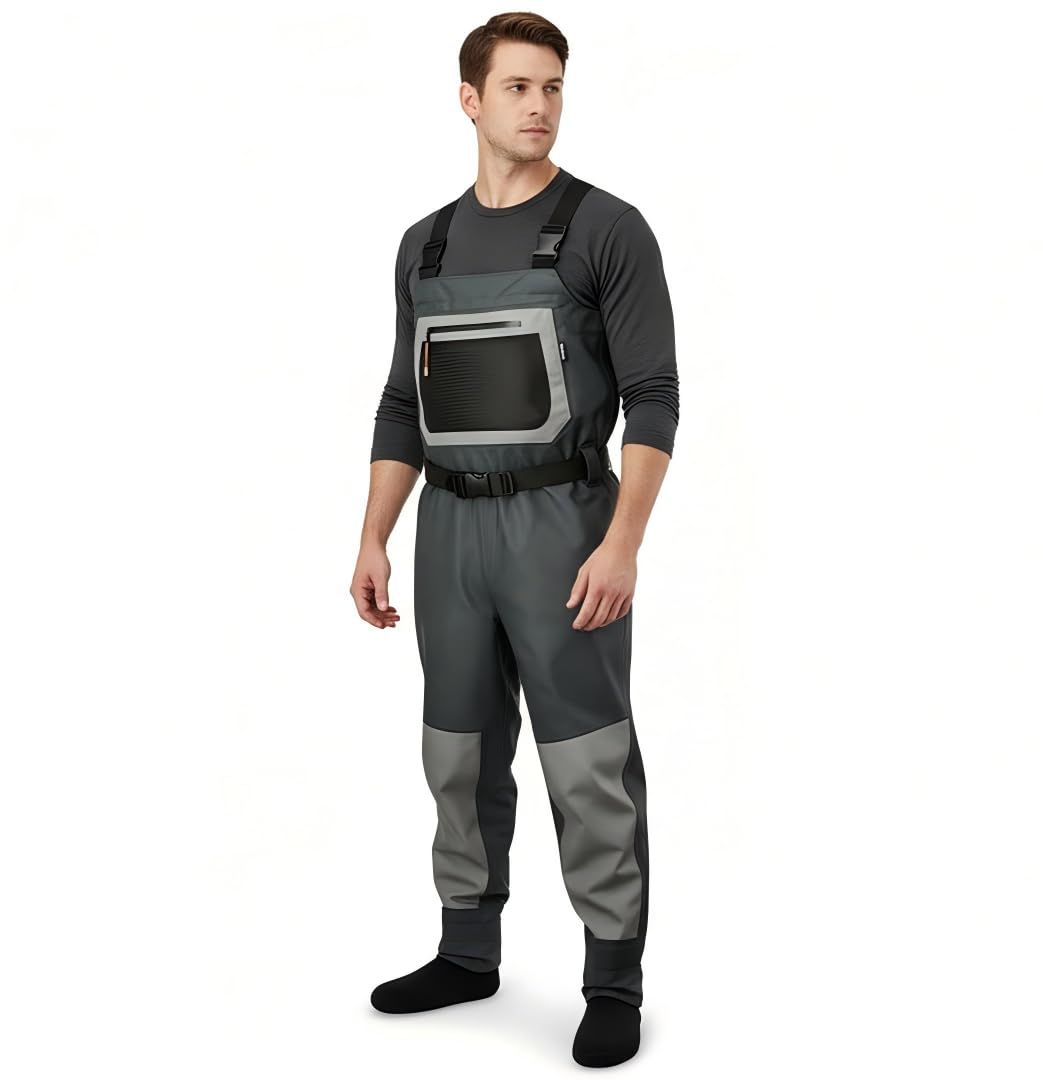 Fishing Waders for Men, Waterproof Chest Waders with Neoprene Stockingfoot Breathable Waders for Fly Fishing &Hunting