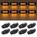 Partsam 8pcs 12V LED Light 2 Diode Smoke Lens/Amber Universal Mount Clearance Side Marker Trailer, Sealed Mini Rectangular Rectangle Led Lights Trailer Fender Marker Sidelight (2.54x1.06inch)