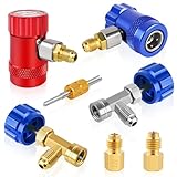 Boltigen R1234yf Adapter Kit, R1234yf Quick Couplers Set, Adjustable 1234yf Refrigerant Adapters, with Self-Sealing/Puncture R1234yf Can Taps, for Car Air Conditioning Refrigerant System