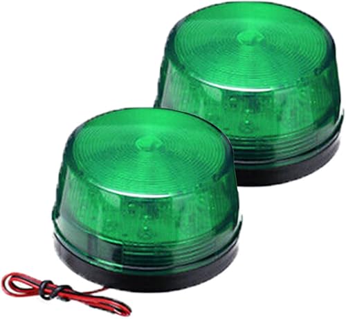 RUNAAJA - 2 luces LED estroboscópicas de 12 V color verde, alarma de emergencia, luz intermitente, lámpara de señal, alarma de seguridad para coche, disponible en Yaxa Peru