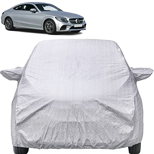 Image of Autofact Waterproof Car Body Cover Compatible with Mercedes-Benz C220d with Mirror Pockets (Shinning Silver)