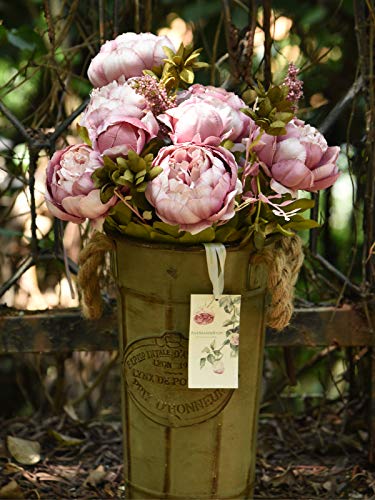 Image of FiveSeasonStuff Vintage Artificial Peonies Silk Peony Flowers and Hydrangeas for Wedding Bridal Home Decor - Beautiful Floral Centerpiece Arrangement Decoration with 2 Bouquets (Puce Purple)