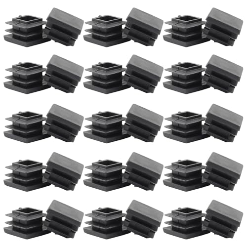 Zorfeter 30 Pcs 3/4 Inch Square Black Plastic Plugs, Fit for 3/4 Inch Square Metal Tube, Tubing End Caps for Fence and Chair Legs