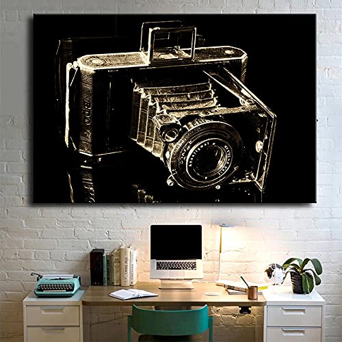 Peinture créative rétro caméra sur toile 35x50 cm sans cadre pour décoration murale