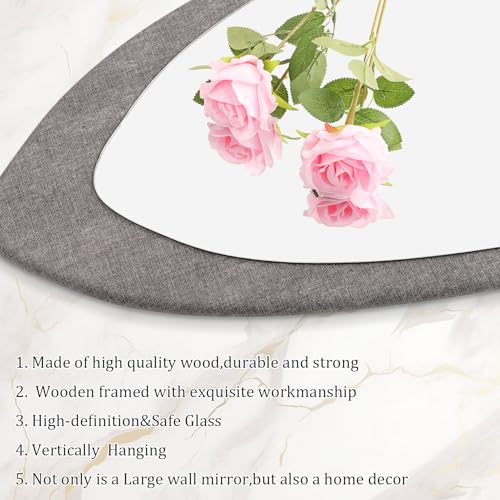 Image of AAZZKANG Wood Mirror Full Length Irregular Large 47 inchx16 inch Asymmetrical Full Body Mirrors for Bedroom Living Room Entryway Dressing Room Gray
