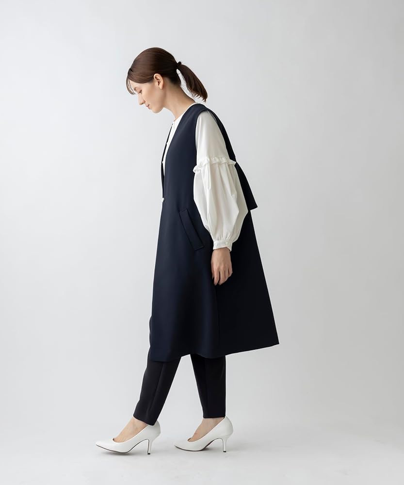 Amazon | [ソーノ] ジレ NAVY バックフリルロングジレ ネイビー 1
