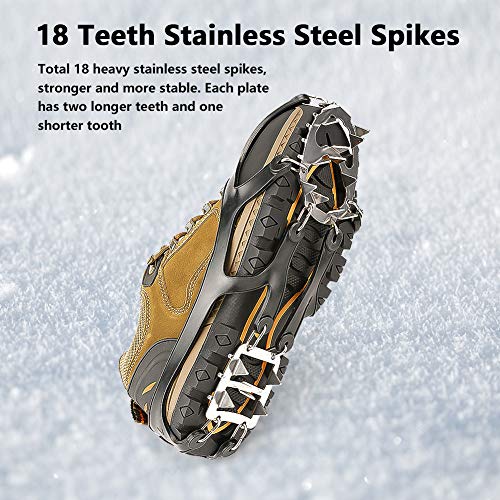 Cosyzone Crampons Traction Cleats Ice Grips Spikes for Shoe/Boots Safe for Walking, Jogging, Climbing Fishing Hiking-Orange (1 Pair)