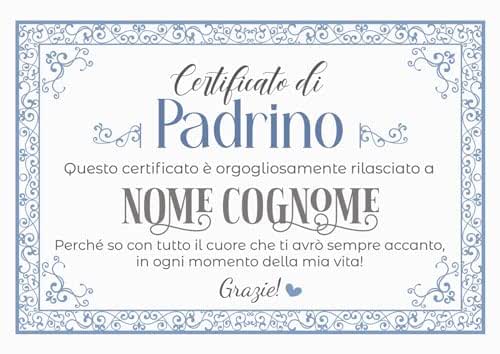 Lettera Al Padrino Di Battesimo Certificato padrino battesimo. Attestato/Diploma ringraziamento padrino