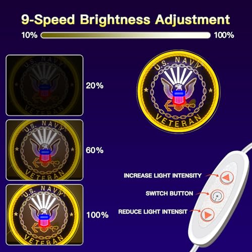 Image of Military-themed Neon Lights Veteran Neon Signs Wall Decor for Man Cave Bedroom Bar Army Themed Gift Art for Christmas Party-12.6x12.6 IN-USB Powered-Acrylic