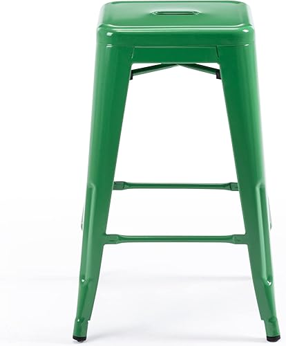 Miniatura 61 de Vogue Furniture Direct Taburetes de bar de metal de 24 pulgadas, taburetes de bar de altura de mostrador, taburetes apilables para interiores y