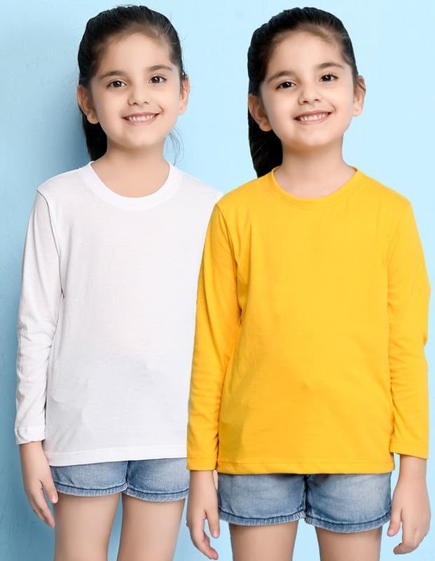 Image of Nusyl Girls Full Sleeves T-Shirt for Kids | Cute Printed Casual Wear | Soft Cotton Blend | Comfortable Regular Fit | 2-16 Years | Multiple Colors