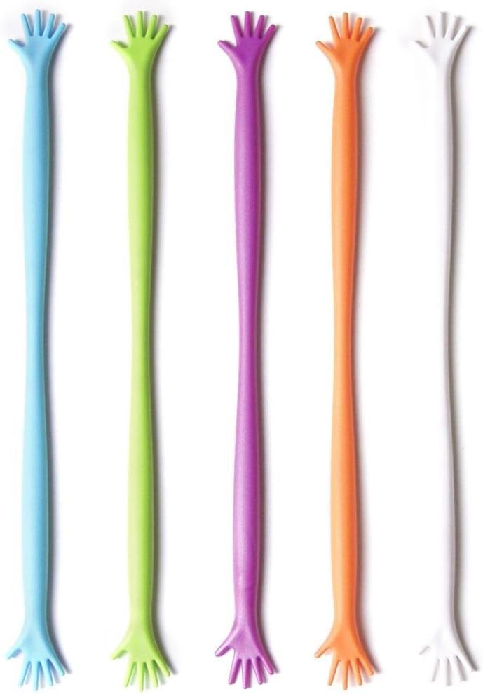 IKTU 5pcs Multicolour Plastic Bar Tool Set - Hand Shaped Muddler Stick, Swizzle Stick - Drink Stirrer-image-30