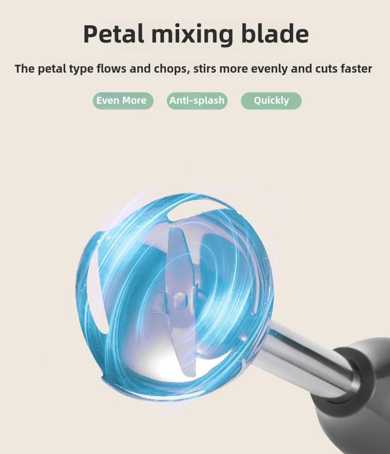 Miniatura 5 de Mezclador de inmersión de hoja de acero inoxidable con motor de cobre 4 en 1 de mano, 1000W 5 velocidades batidora, vaso de precipitados de 23.7 fl