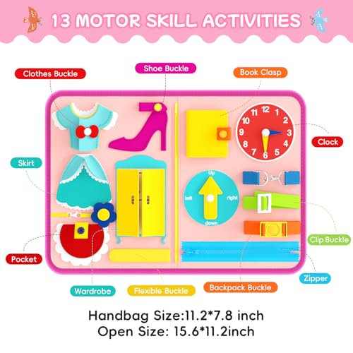 Image of Freebear Busy Board Toddler Travel Toys Sensory Toys for Toddlers 1 2 3 4, Montessori Learning Toys for Toddlers Activities Board, Educational Toys for 3 4 Year Old Boys Girls Gift, Princess