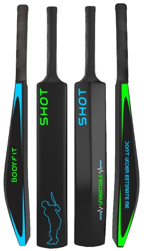 Bodyfit Professional Cricket Bat | Full Size Tennis Bat for Cricket | Bat for All (Above 12 Years) | for Indoor/Outdoor Tournament | Lightweight Fiber Cricket kit,Shot-Multi-GreenBlue.-image-26