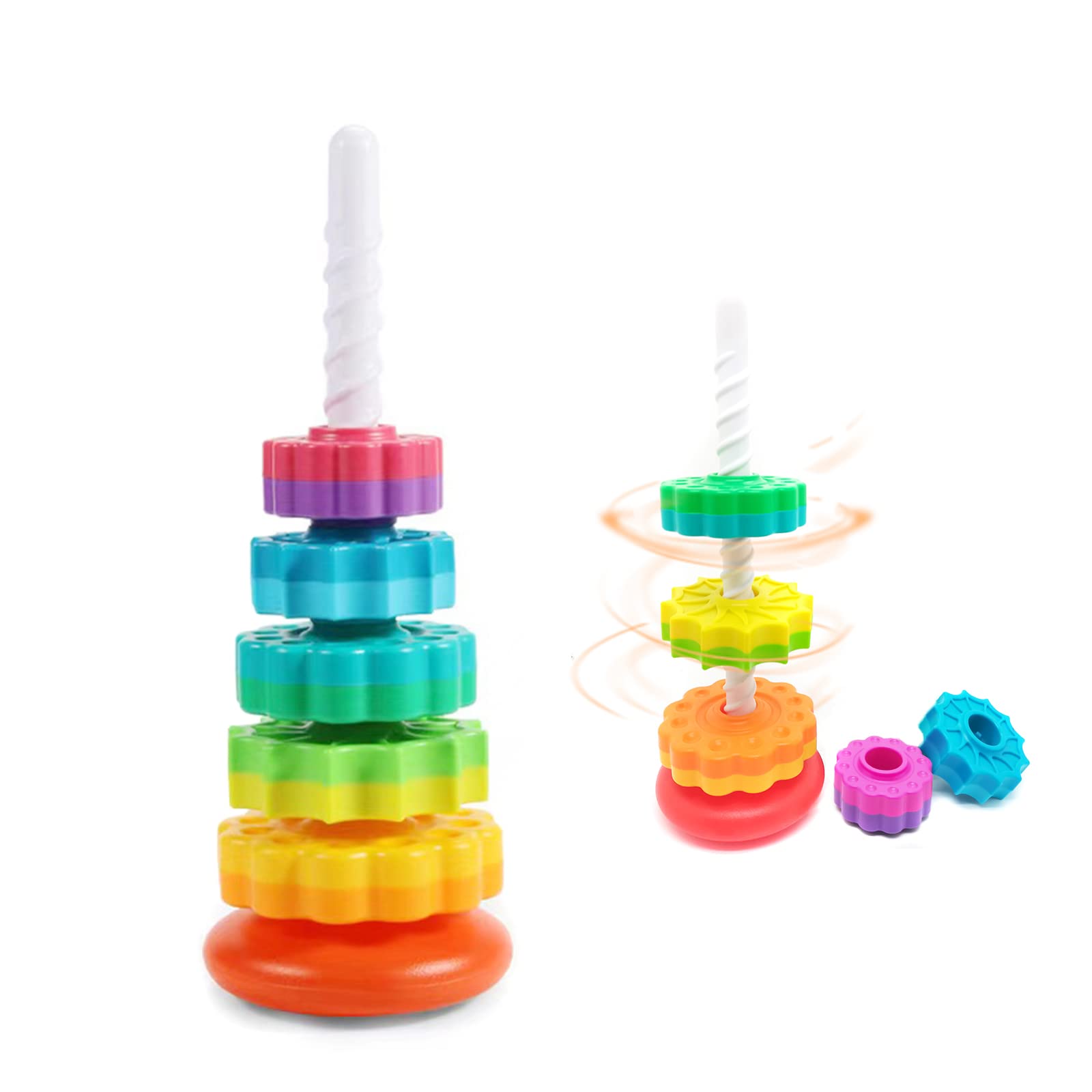 Baby Spin Stack Toy,Premium Stacking Toy for Kids,Baby Spinning Toy,Stacking Toy for Babies and Toddlers,Educational Toddler Learning Toys,Autism Spin Stack Toys,Rainbow Spinning Wheel Toys