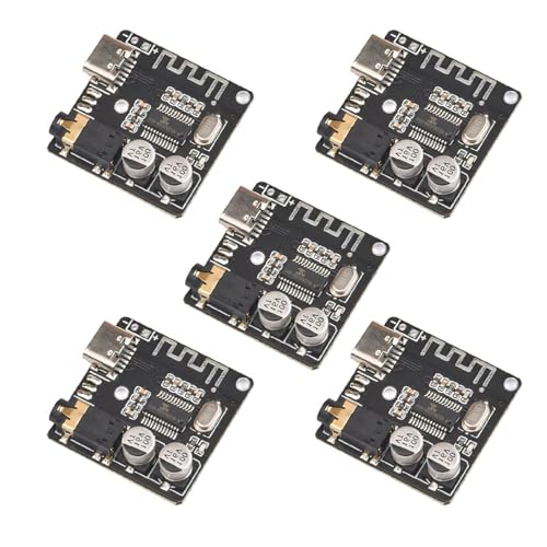 hiBCTR 5pcs Bluetooth 5.0 mp3 decoder Board with USB-c Audio Receiver, Wireless Stereo Music Module for Headphones and Amplifier Board, 12v Bluetooth Receiver with 3.5mm Jack